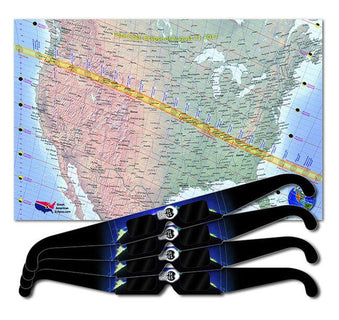 great american eclipse map & glasses