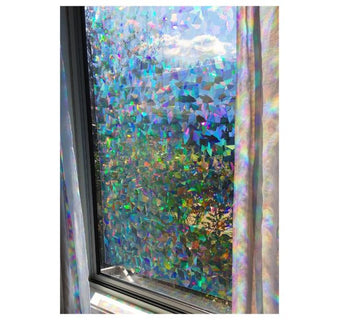 Decorative Window Film | Holographic Film - 23" X 36" Panel - Cracked Ice Pattern