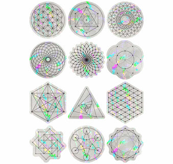 Sacred Geometry Suncatcher Set | Rainbow Decals